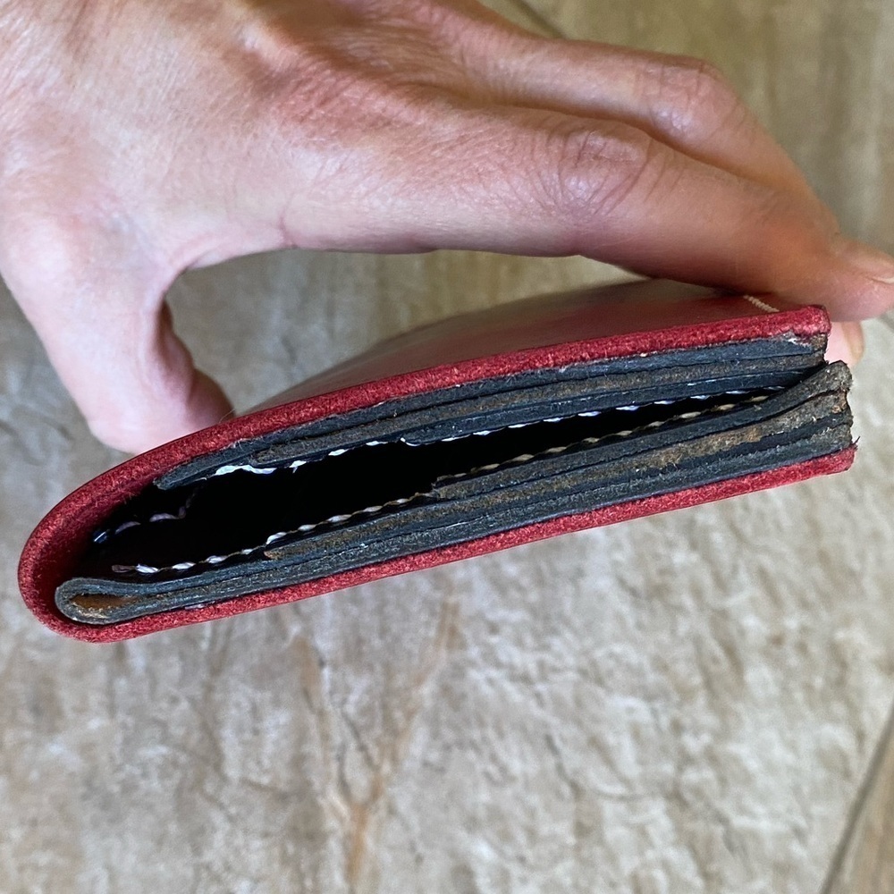 Handmade Red Leather Wallet - Picture 3 of 9
